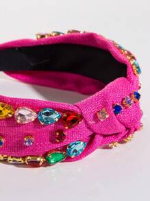 Rhinestone trang trí Headband - Màu Hồng Tươi - Xem 3