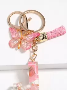 Butterfly & Letter Charm Keychain