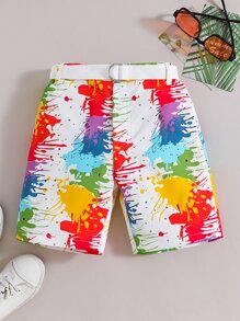 Toddler Boys Splash Ink Print Shorts - White - View 1