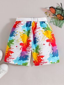 Toddler Boys Splash Ink Print Shorts - White - View 2