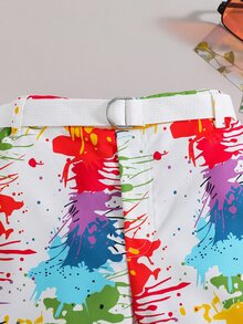 Toddler Boys Splash Ink Print Shorts - White - View 3