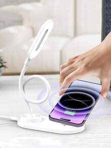 15w Desk Lamp With Wireless Charging Function - White - View 1