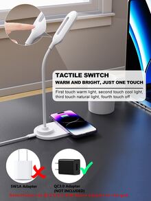 15w Desk Lamp With Wireless Charging Function - White - View 4