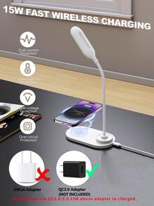 15w Desk Lamp With Wireless Charging Function - White - View 7