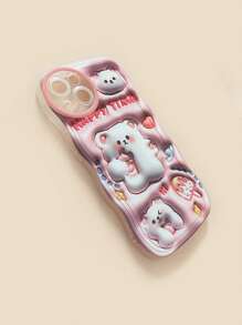 Cartoon Bear Pattern Phone Case - Multicolor - View 2