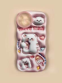 Cartoon Bear Pattern Phone Case - Multicolor - View 3