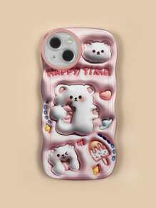 Cartoon Bear Pattern Phone Case - Multicolor - View 4
