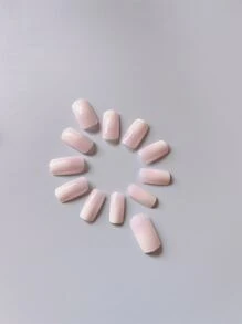 用24片短方形渐变法式假指甲、1个指甲锉和1张指甲胶带升级你的造型 - 彩色 - 查看 4