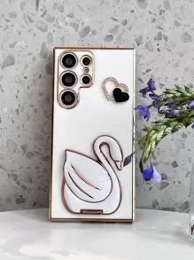 Funda de teléfono con baño de metal y diseño de cisne para el Día de San Valentín - Blanco - Ver 3
