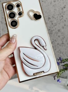 Funda de teléfono con baño de metal y diseño de cisne para el Día de San Valentín - Blanco - Ver 5