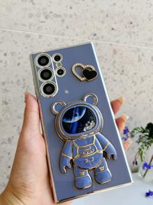 Vỏ điện thoại trang trí trái tim rhinestone với giá đỡ thiết kế phi hành gia - Màu xanh lam - Xem 6