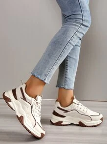 女士撞色前綁帶運動戶外老爹鞋 - 彩色 - 查看 5