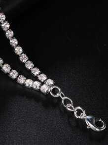 Rhinestone Decor Layered Waist Chain - Silver - View 4
