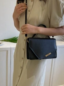 Túi đeo vai thời trang Túi xách nữ màu trơn đơn giản và đa năng - màu đen - Xem 3