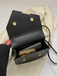 Túi đeo vai thời trang Túi xách nữ màu trơn đơn giản và đa năng - màu đen - Xem 7