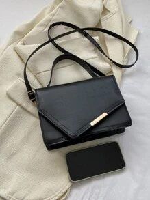 Túi đeo vai thời trang Túi xách nữ màu trơn đơn giản và đa năng - màu đen - Xem 5