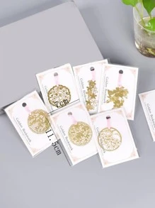 1pc Metal Bookmark With Cherry Blossom And Starry Sky Design - Gold - View 2