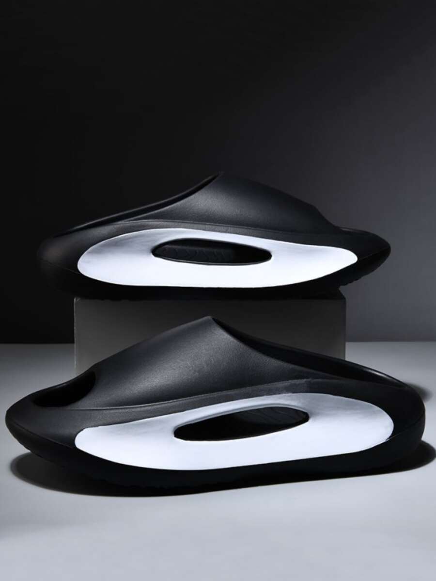 Hombres Chanclas minimalista con abertura negro EVA - Negro - Ver 1