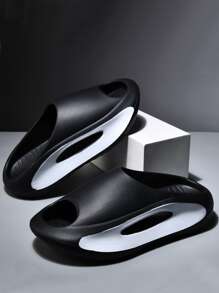 Hombres Chanclas minimalista con abertura negro EVA - Negro - Ver 4