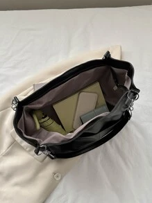 Túi Xách tay Nữ màu trơn - màu đen - Xem 3