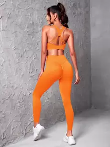 Yoga Sxy Cut Out Back Sports Set - Orange - View 1