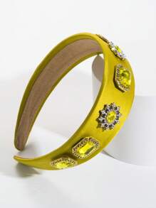 水鑽裝飾髮箍 - 軍綠色 - 查看 1