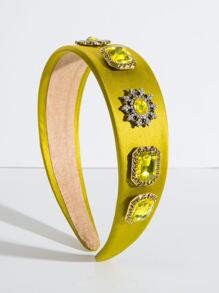 水鑽裝飾髮箍 - 軍綠色 - 查看 2