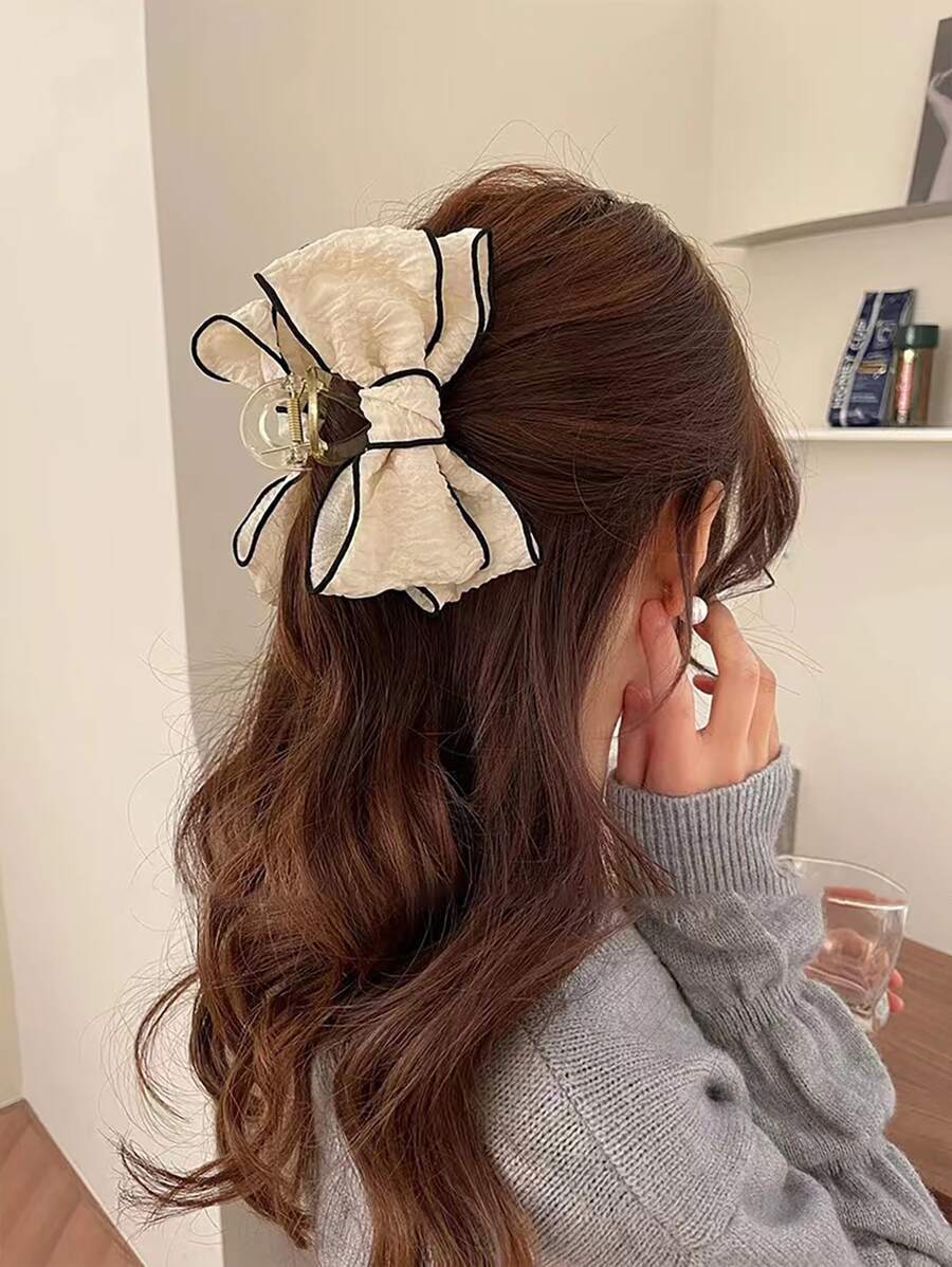 Bow Decor Hair Claw - Apricot - View 1