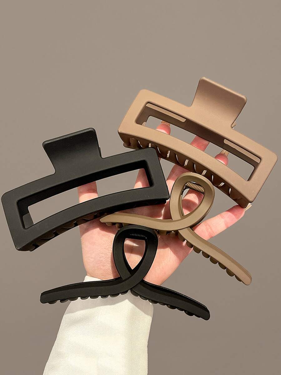 4pcs Daily Minimalist Model Solid Color Hair Claws Casual - Multicolor - View 1