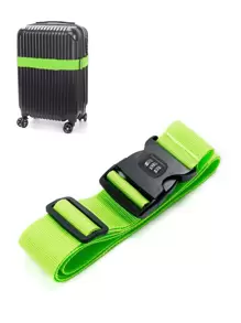 素色綠色行李箱綁帶適合旅行可調節,手提箱扣飾背帶,手提箱腰帶,帶快釋放,至保持你手提箱安全配件適合旅行適合女士男士 - 綠色 - 查看 1