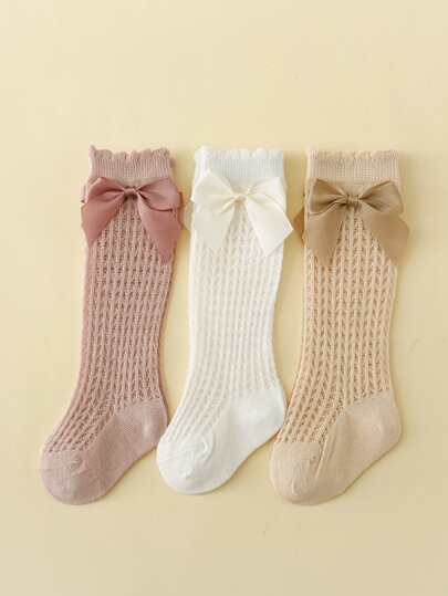 3pairs Baby Bow-knot Decor Socks