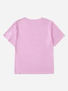 SHEIN LUNE Plus Floral Print Tee - Pink - View 2