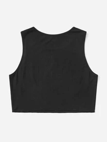 SHEIN EZwear Plus Car & Letter Graphic Tank Top - Black - View 2