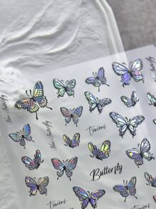 1張5D壓花生動鐳射鐳射跳舞蝴蝶膠黏劑美甲貼紙貼花DIY美甲裝飾品 - 彩色 - 查看 3