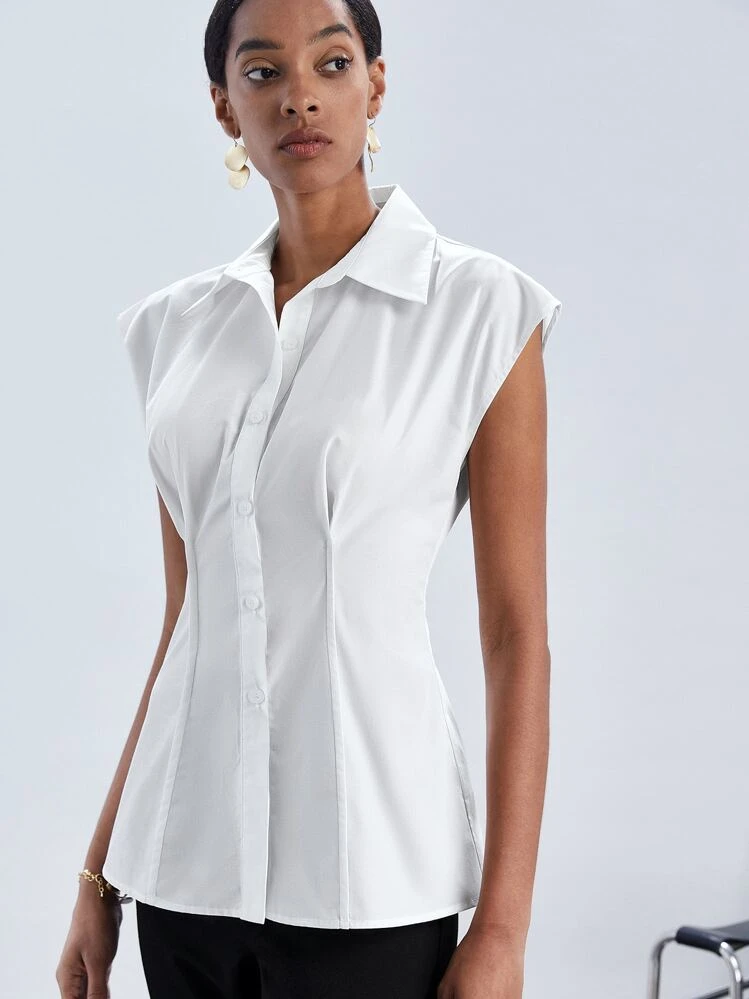 BizChic Chemise En Coton Unicolore À Bouton Vêtements De Travail - Blanc - Voir 8