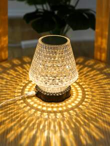 1pc Crystal Textured Table Lamp, Battery Powered Decorative Lamp For Home Decor - Multicolor - View 2