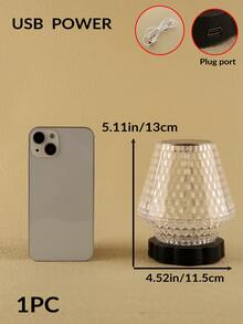 1pc Crystal Textured Table Lamp, Battery Powered Decorative Lamp For Home Decor - Multicolor - View 3