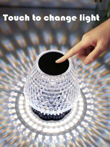 1pc Crystal Textured Table Lamp, Battery Powered Decorative Lamp For Home Decor - Multicolor - View 5