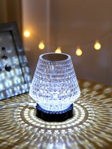 1pc Crystal Textured Table Lamp, Battery Powered Decorative Lamp For Home Decor - Multicolor - View 6