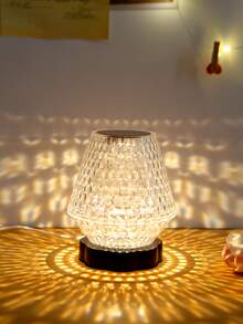 1pc Crystal Textured Table Lamp, Battery Powered Decorative Lamp For Home Decor - Multicolor - View 7