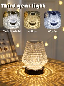 1pc Crystal Textured Table Lamp, Battery Powered Decorative Lamp For Home Decor - Multicolor - View 8