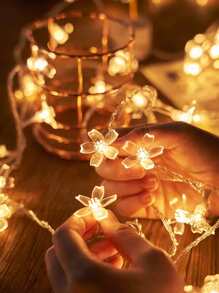 1 dây đèn LED trang trí hoa nhựa dễ thương 1,5/3/6M, dùng pin, trang trí nhà trong nhà bằng đèn hoa anh đào, trang trí phòng, trang trí tường phòng ngủ bằng đèn hoa anh đào, thích hợp cho trang trí đám cưới, trang trí tiệc, trang trí ngày lễ tình nhân, trang trí bàn bằng dây đèn hoa - Màu vàng - Xem 11
