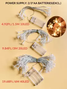 1 dây đèn LED trang trí hoa nhựa dễ thương 1,5/3/6M, dùng pin, trang trí nhà trong nhà bằng đèn hoa anh đào, trang trí phòng, trang trí tường phòng ngủ bằng đèn hoa anh đào, thích hợp cho trang trí đám cưới, trang trí tiệc, trang trí ngày lễ tình nhân, trang trí bàn bằng dây đèn hoa - Màu vàng - Xem 12
