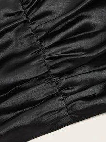 SHEIN MOD Áo khoác và áo lót dành cho xe tăng nữ Cắt ra Xù Hội Chữ thập màu trơn Gợi cảm - màu đen - Xem 4