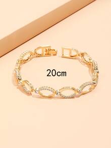 Cubic Zirconia Decor Bracelet - Yellow Gold - View 3
