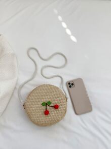 Mini Straw Crossbody Bag - Khaki - View 3