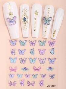 Beauty Sticker 1張蝴蝶樣式美甲貼紙 - 彩色 - 查看 1