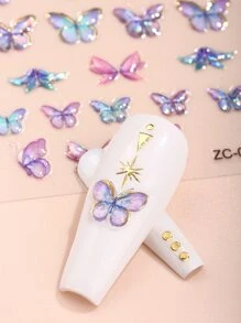 Beauty Sticker 1張蝴蝶樣式美甲貼紙 - 彩色 - 查看 2