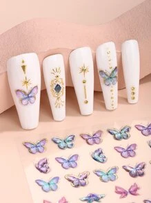 Beauty Sticker 1張蝴蝶樣式美甲貼紙 - 彩色 - 查看 4