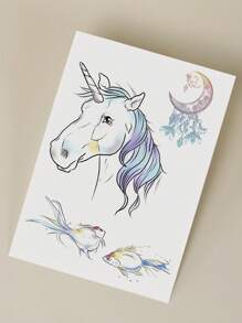 Nhãn dán hình xăm , Hình xăm tạm thời 1 tấm hình kỳ lân cho phụ nữ , Hình xăm động vật dành cho người lớn , Hình xăm giả trông như thật , Dành cho phụ nữ và trẻ em gái - Nhiều màu - Xem 6